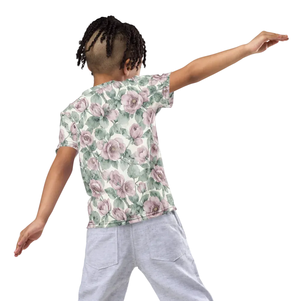 Blush Herbarium on Kids Crew Neck T-Shirt — Back