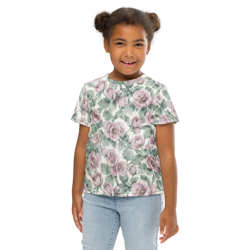 Blush Herbarium on Kids Crew Neck T-Shirt — Front