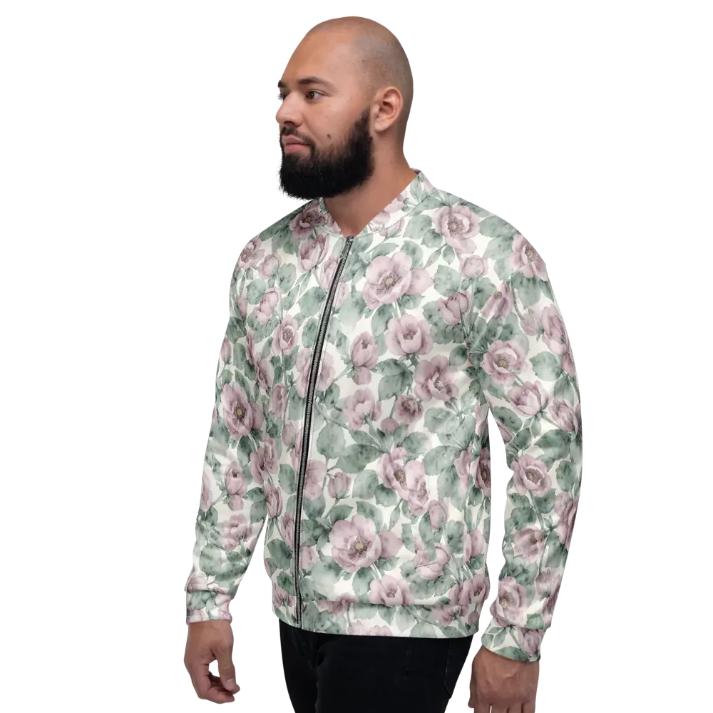 Blush Herbarium on Bomber Jacket — Left