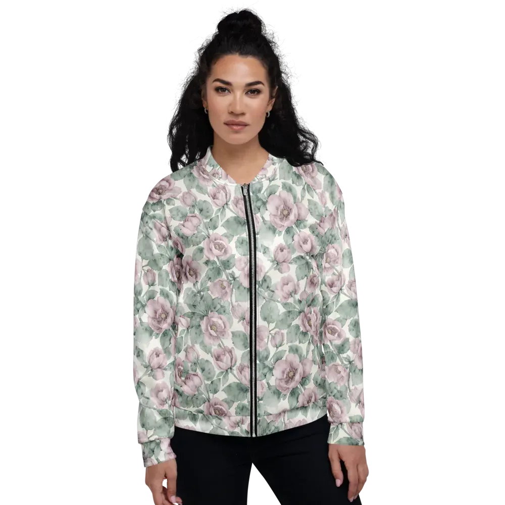 Blush Herbarium on Bomber Jacket — Front