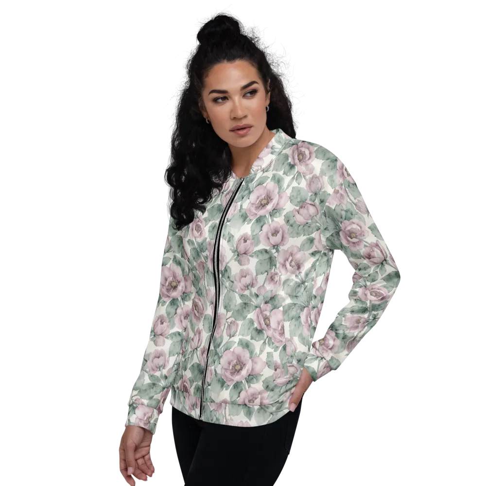 Blush Herbarium on Bomber Jacket — Left