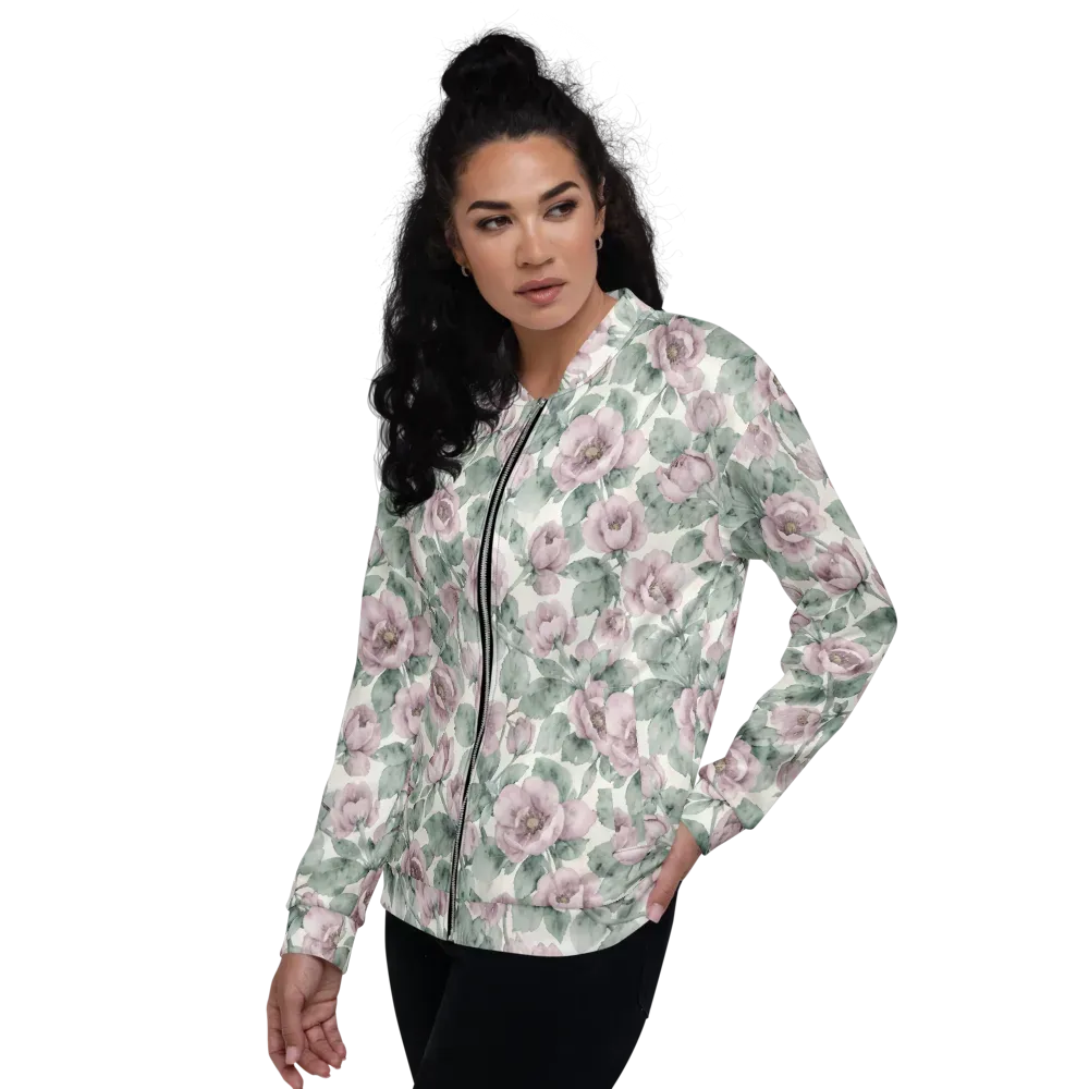 Blush Herbarium on Bomber Jacket — Left