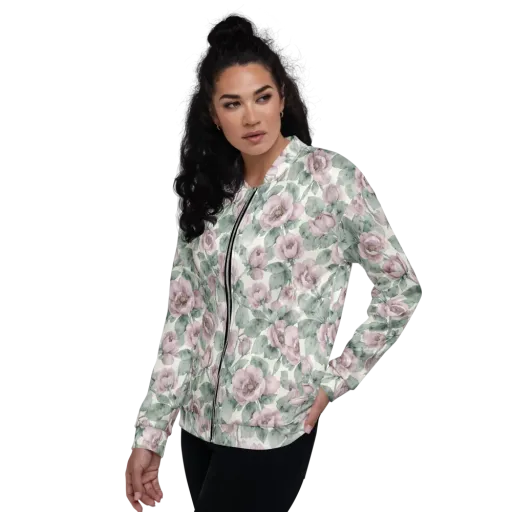 Blush Herbarium on a Bomber Jacket