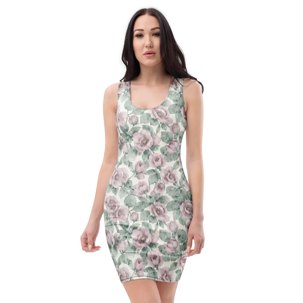 Blush Herbarium on Bodycon Dress — Front