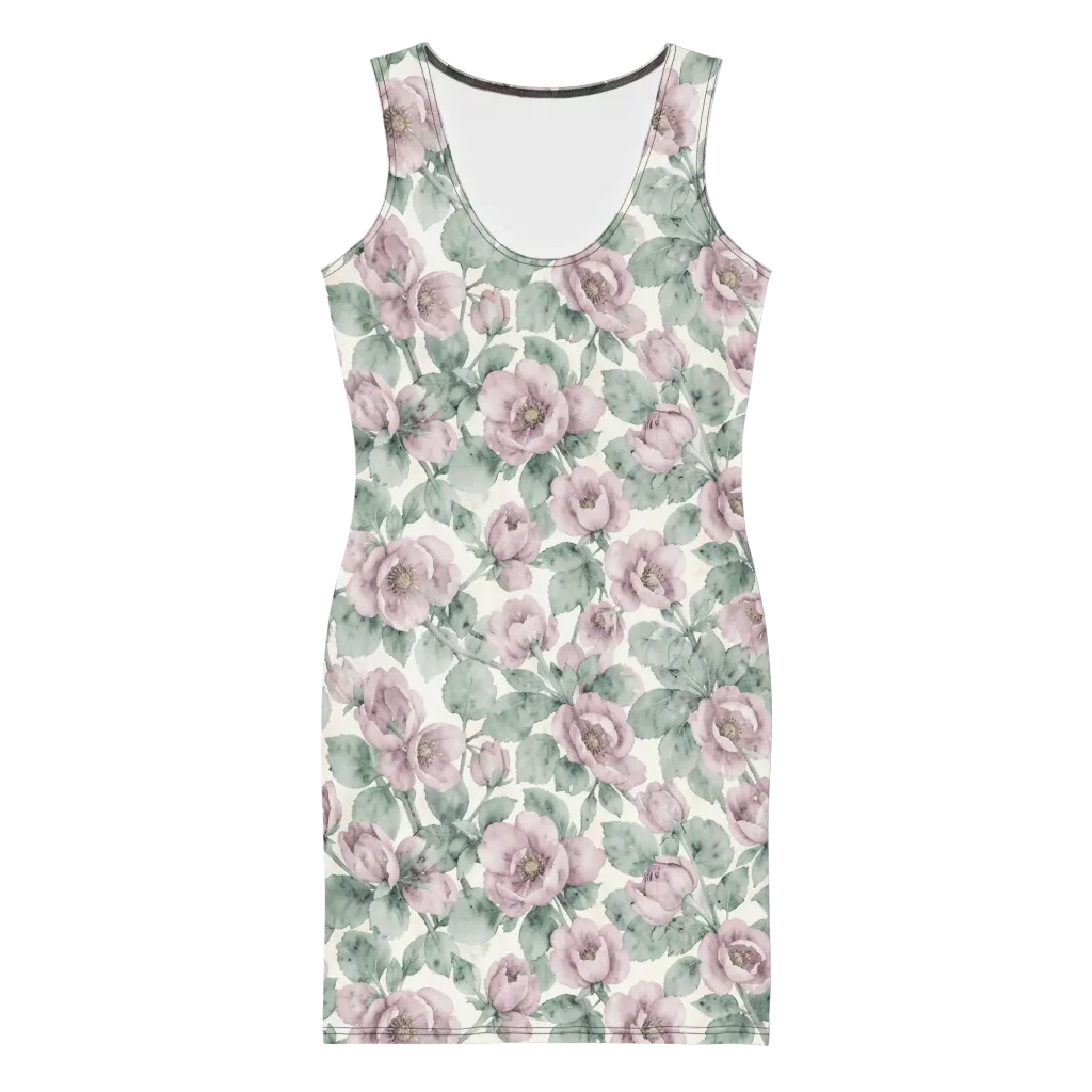 Blush Herbarium on Bodycon Dress — Front