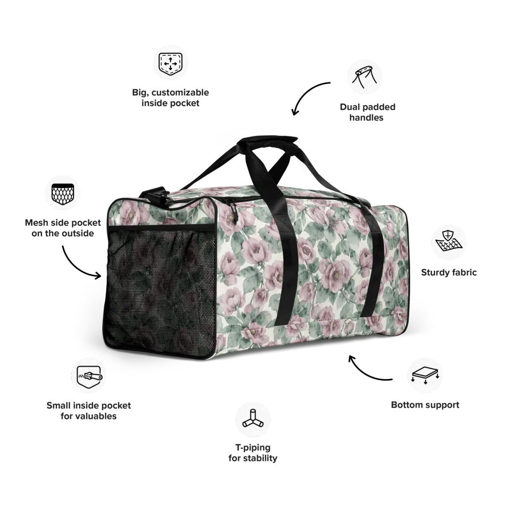 Blush Herbarium on Duffle Bag — Right Front