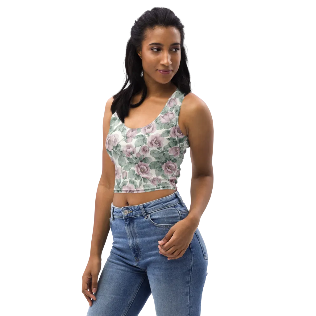 Blush Herbarium on Crop Top — Left Front