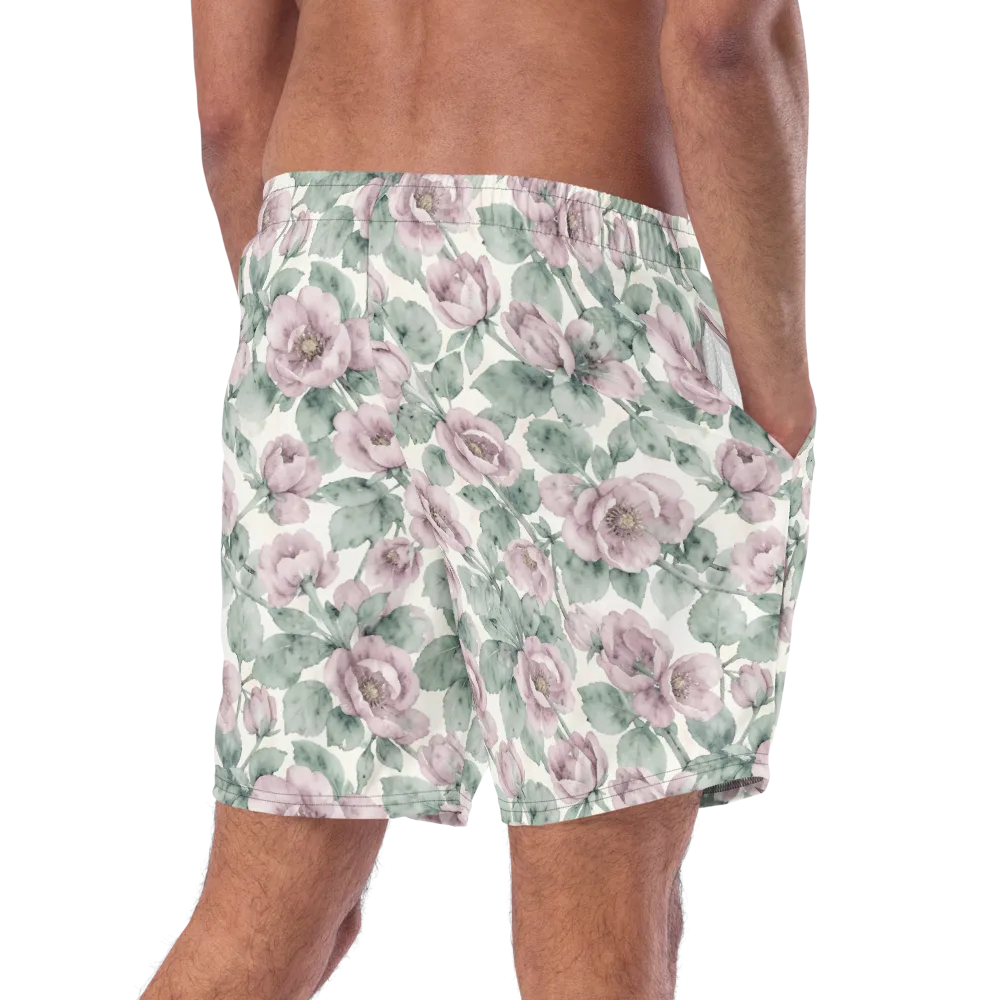 Blush Herbarium on Swim Trunks — Right Back