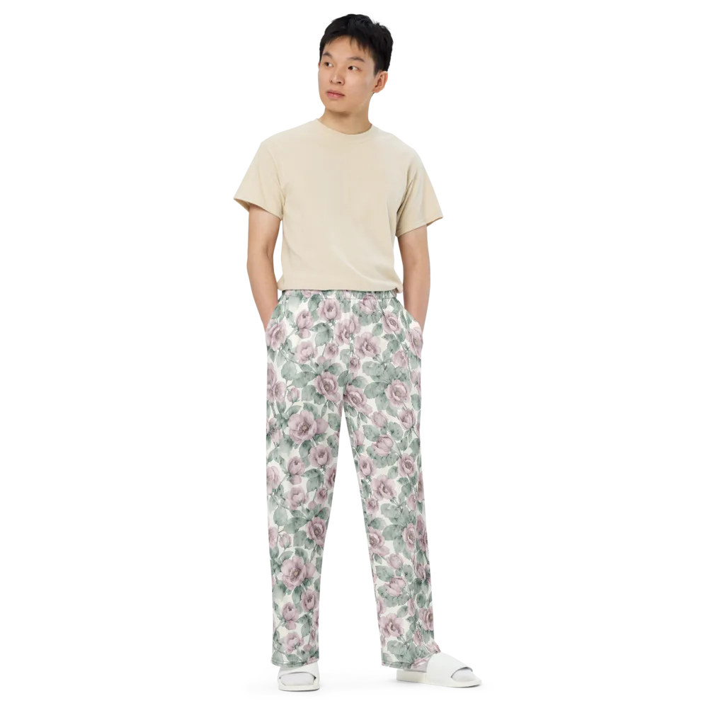 Blush Herbarium on Wide-Leg Pants — Front