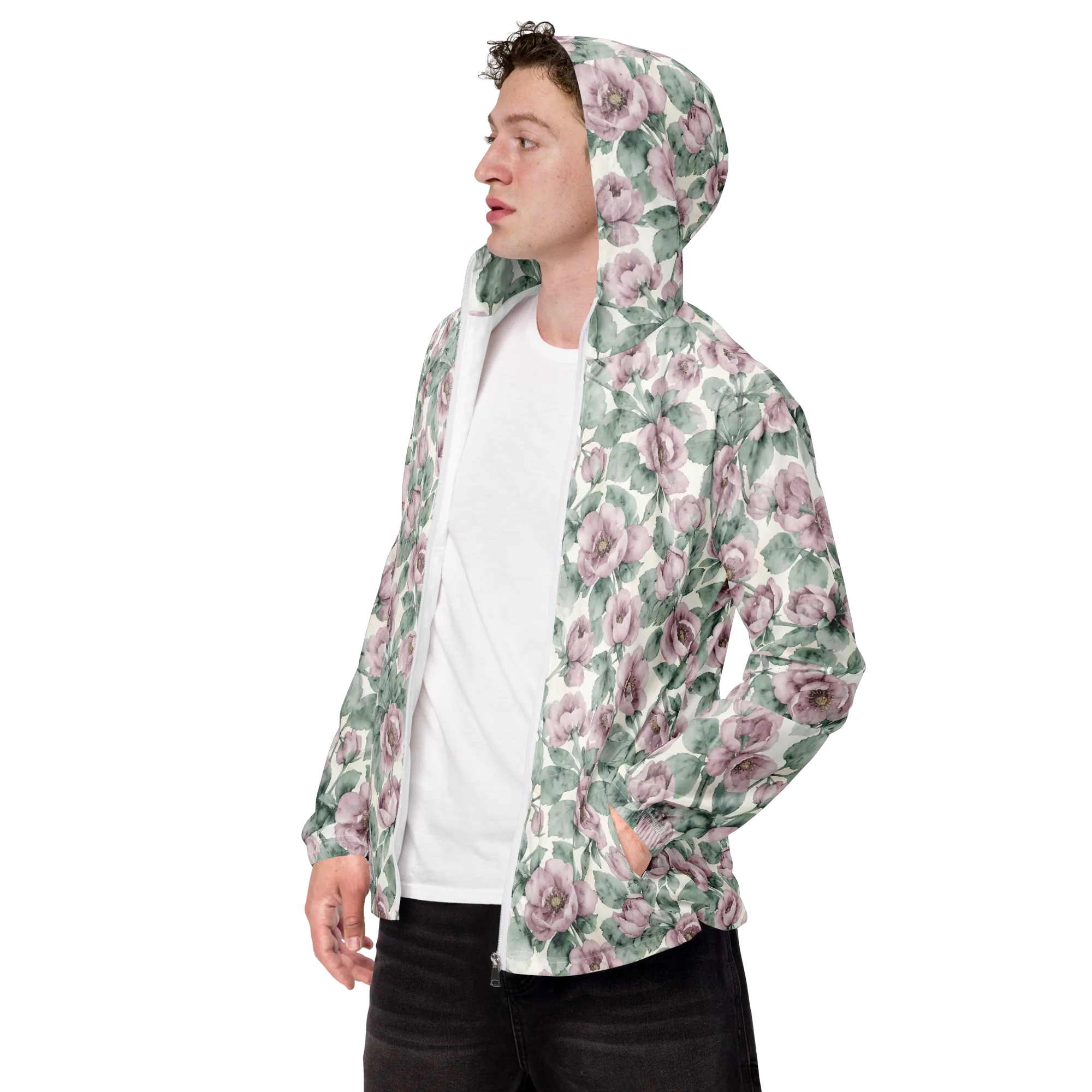Blush Herbarium on Men's Windbreaker — Left Front