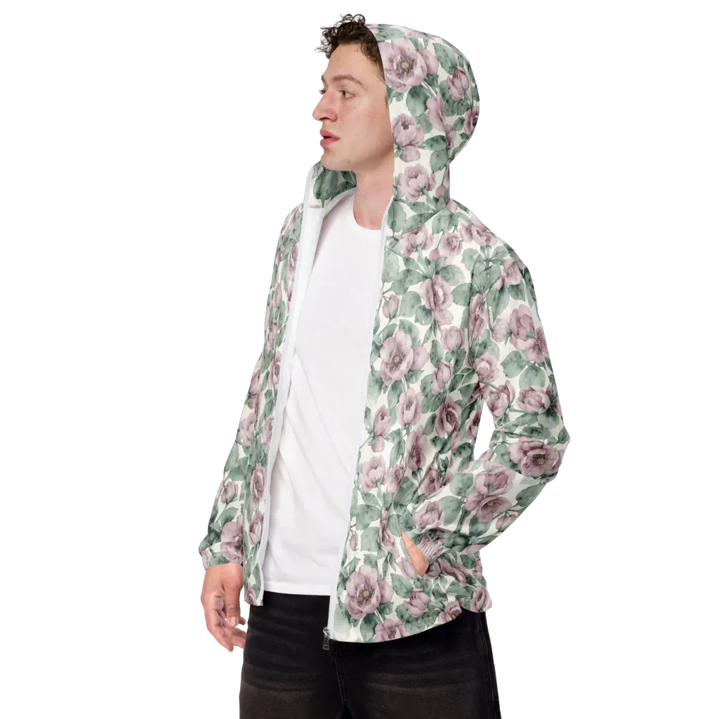 Blush Herbarium on Men's Windbreaker — Left Front
