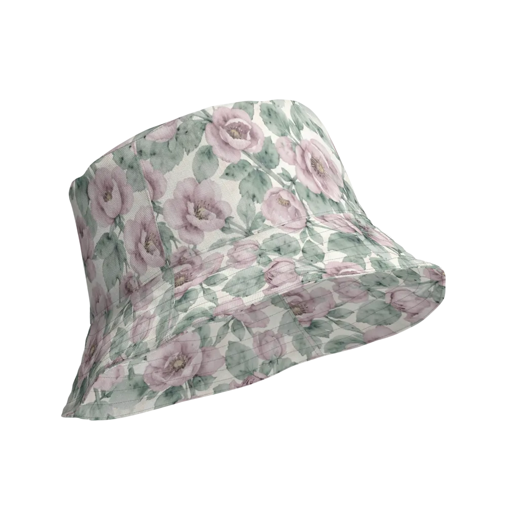 Blush Herbarium on Reversible Bucket Hat — Product details Outside