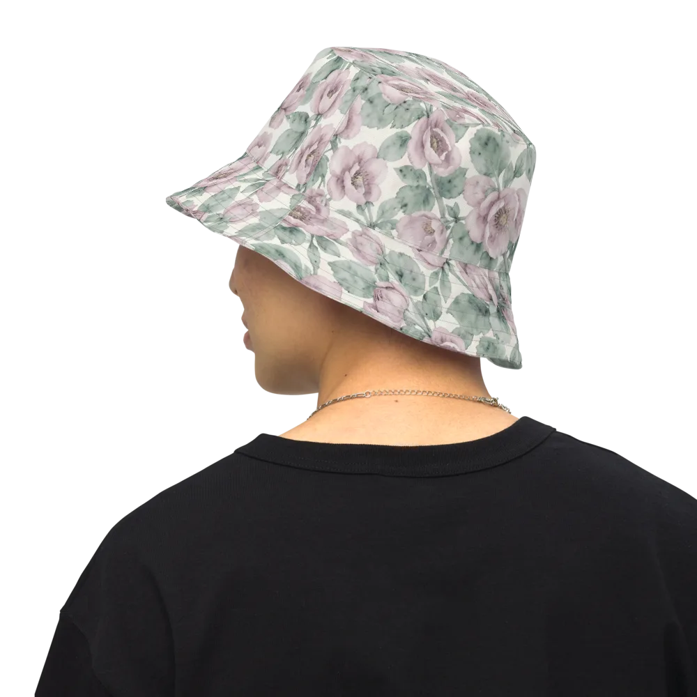 Blush Herbarium on Reversible Bucket Hat — Back Inside