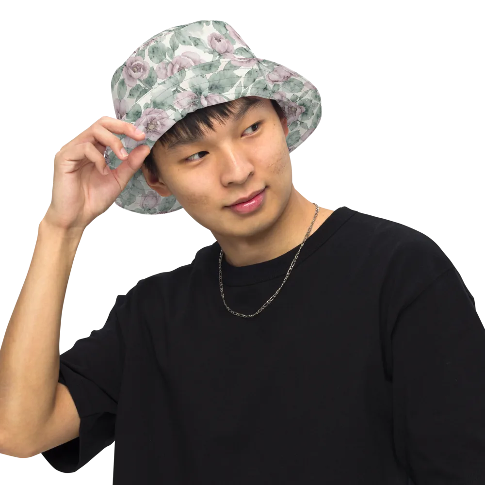 Blush Herbarium on Reversible Bucket Hat — Front Inside