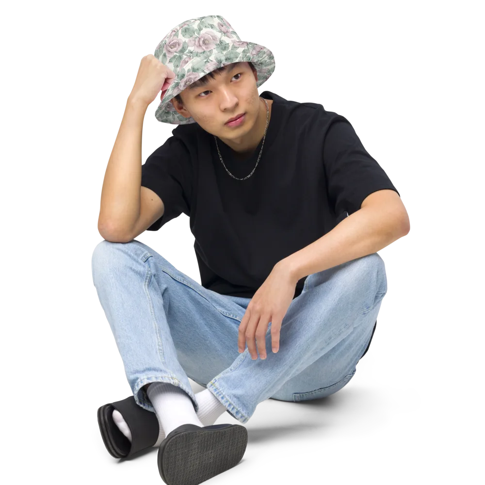 Blush Herbarium on Reversible Bucket Hat — Front 2 Inside