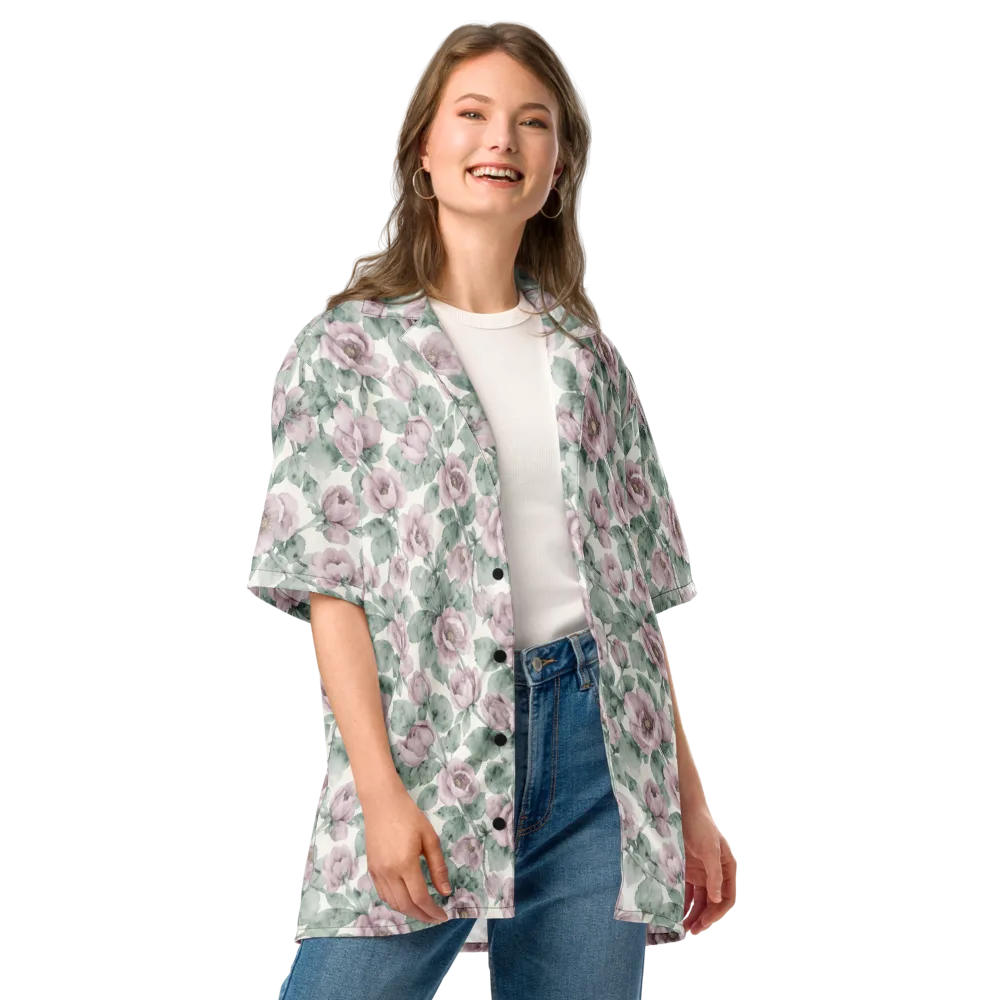 Blush Herbarium on Button Shirt — Front