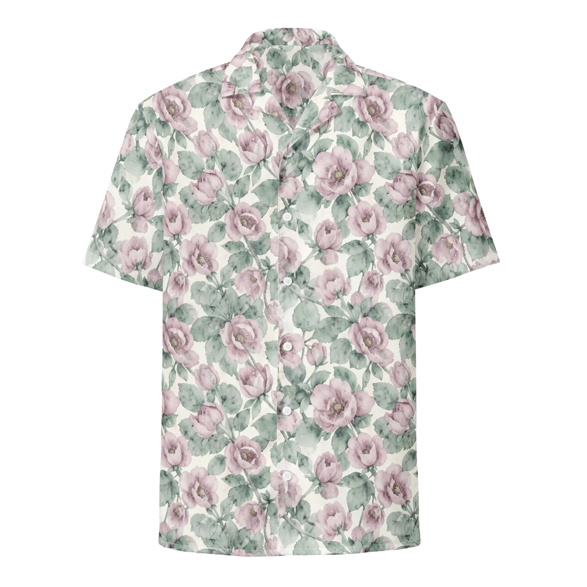 Blush Herbarium on Button Shirt — Front