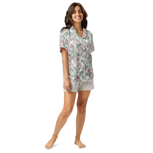 Blush Herbarium on a Women's Short Sleeve Pajama Top