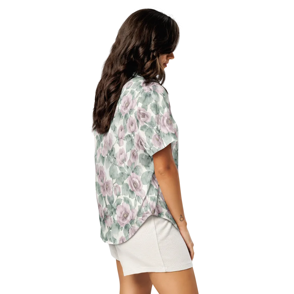 Blush Herbarium on Women's Short Sleeve Pajama Top — Right Back
