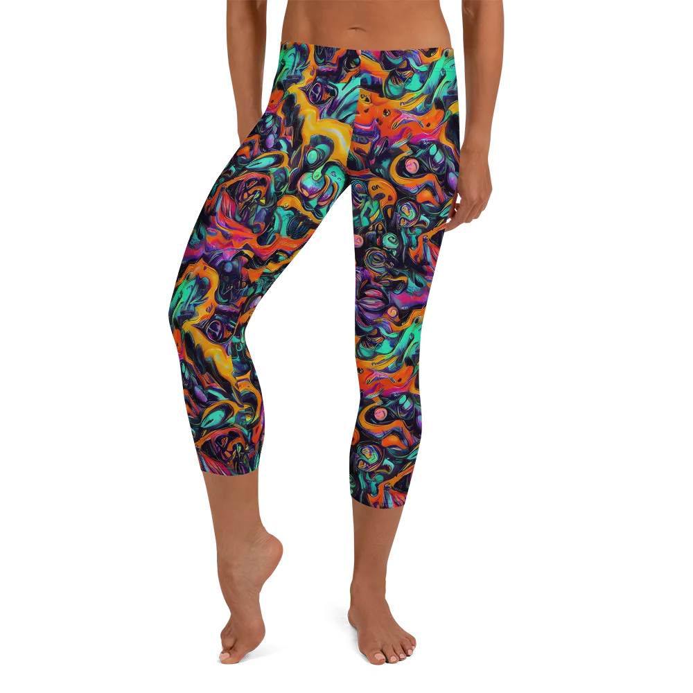 Saturated Dreams on Capri Leggings — Front
