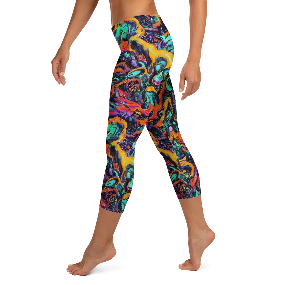 Saturated Dreams on Capri Leggings — Left