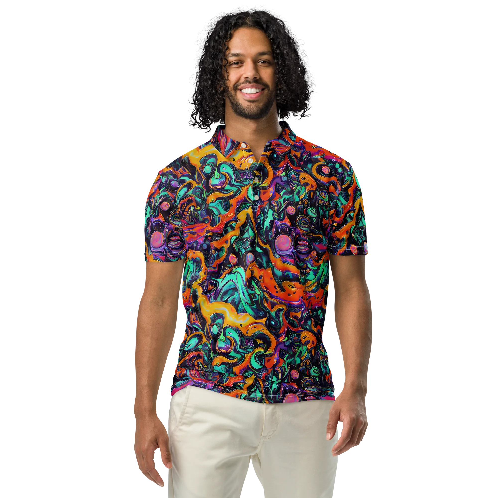 Saturated Dreams on Men's Slim Fit Polo Shirt — Front