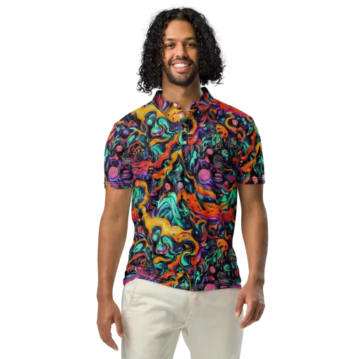 Saturated Dreams on a Men's Slim Fit Polo Shirt