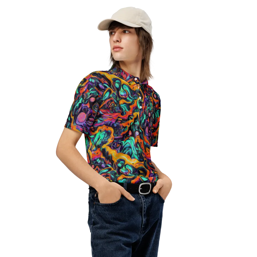 Saturated Dreams on Men's Slim Fit Polo Shirt — Right Front
