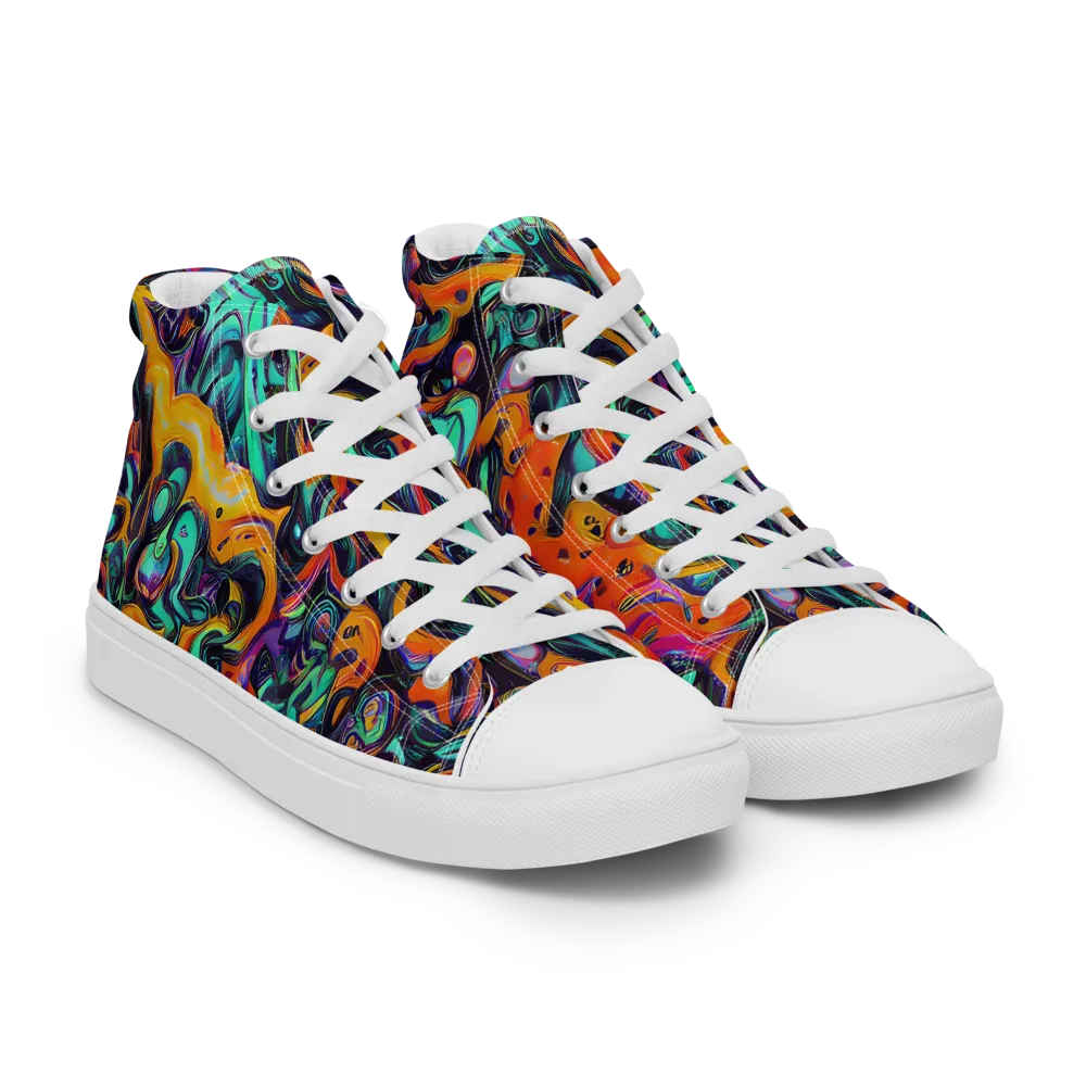 Saturated Dreams on Men's High Top Canvas Shoes — Right Front