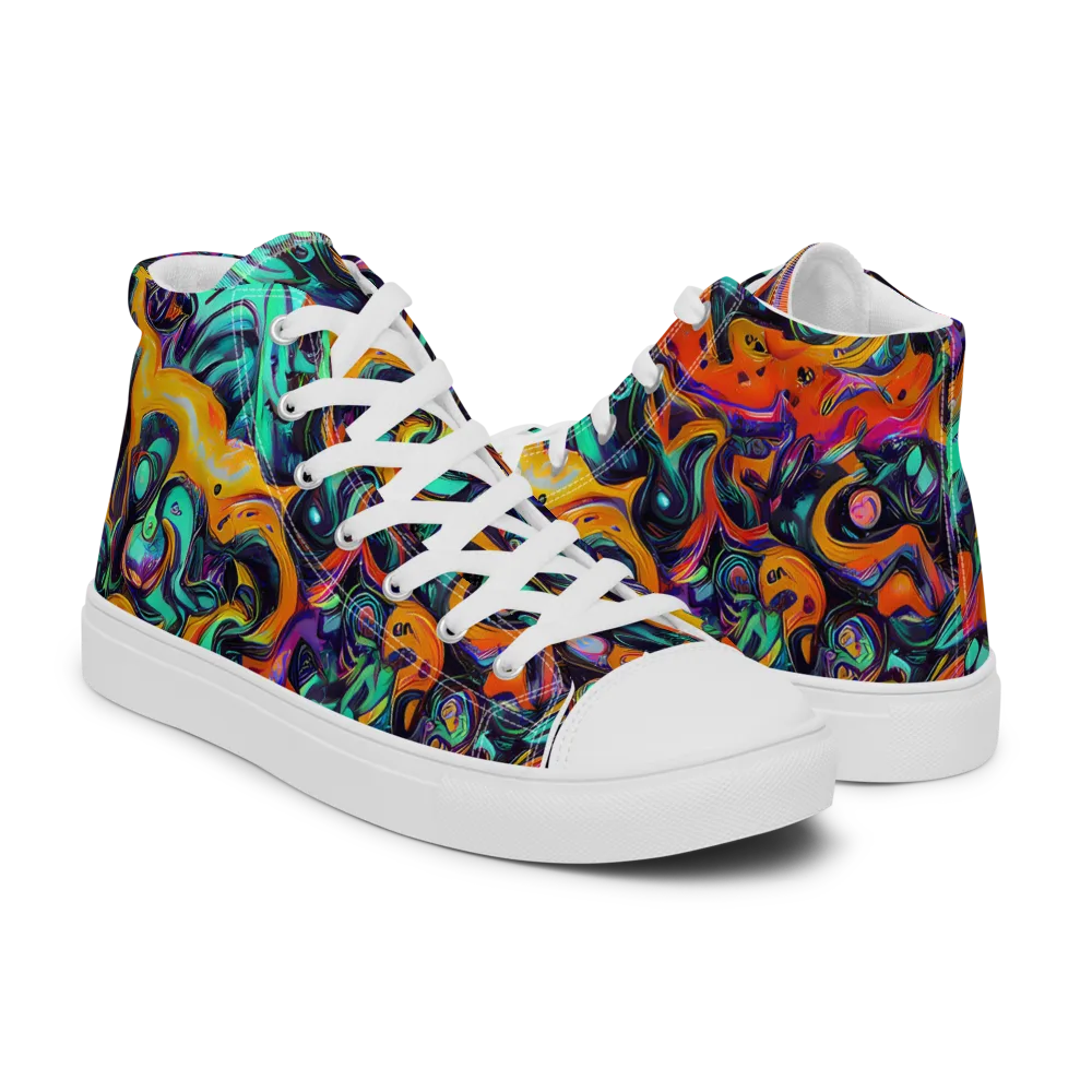 Saturated Dreams on Men's High Top Canvas Shoes — Right
