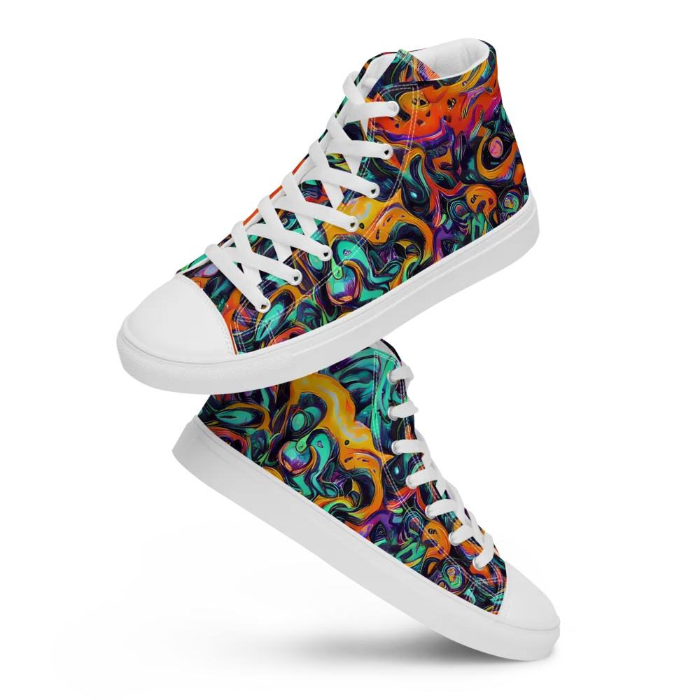 Saturated Dreams on Men's High Top Canvas Shoes — Front