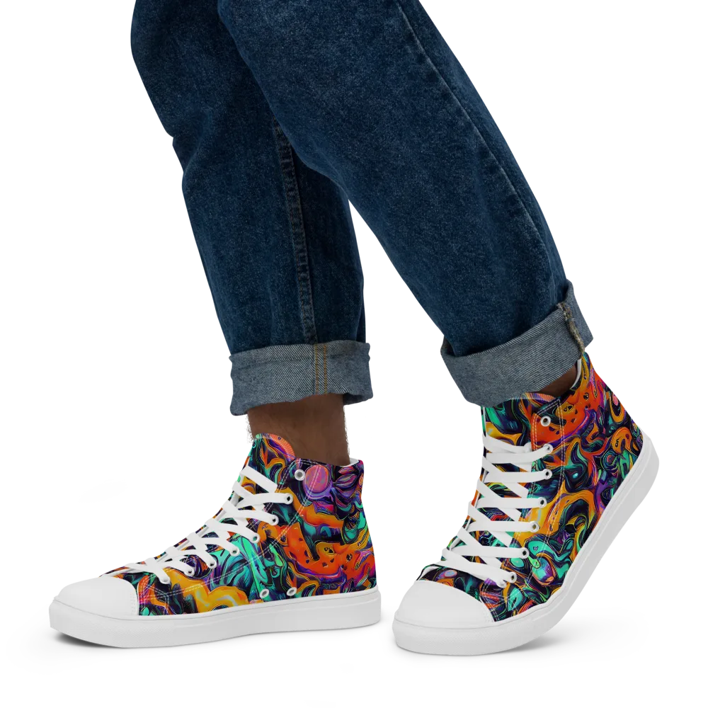 Saturated Dreams on Men's High Top Canvas Shoes — Left