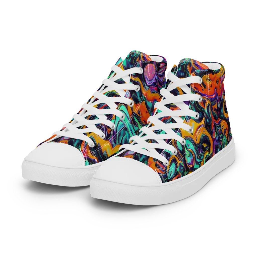 Saturated Dreams on Women's High Top Canvas Shoes — Left Front
