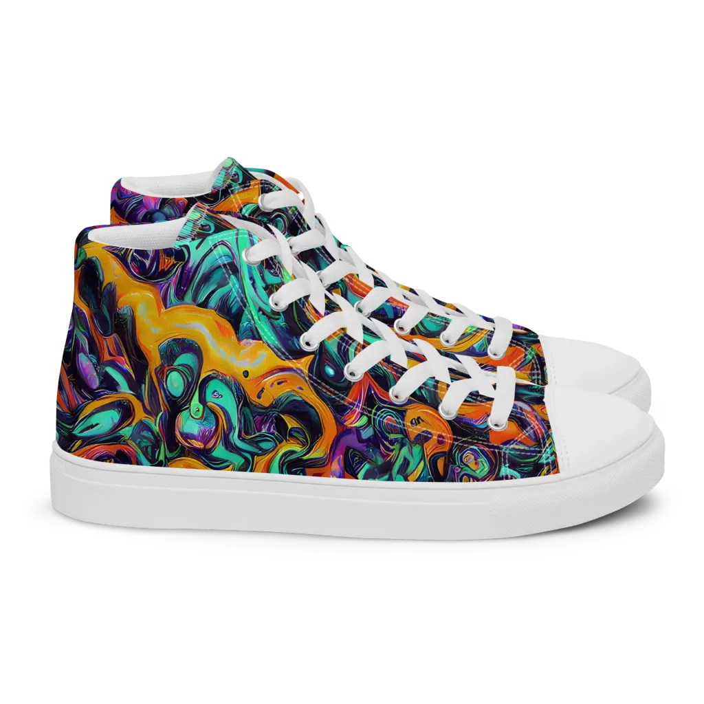 Saturated Dreams on Women's High Top Canvas Shoes — Right