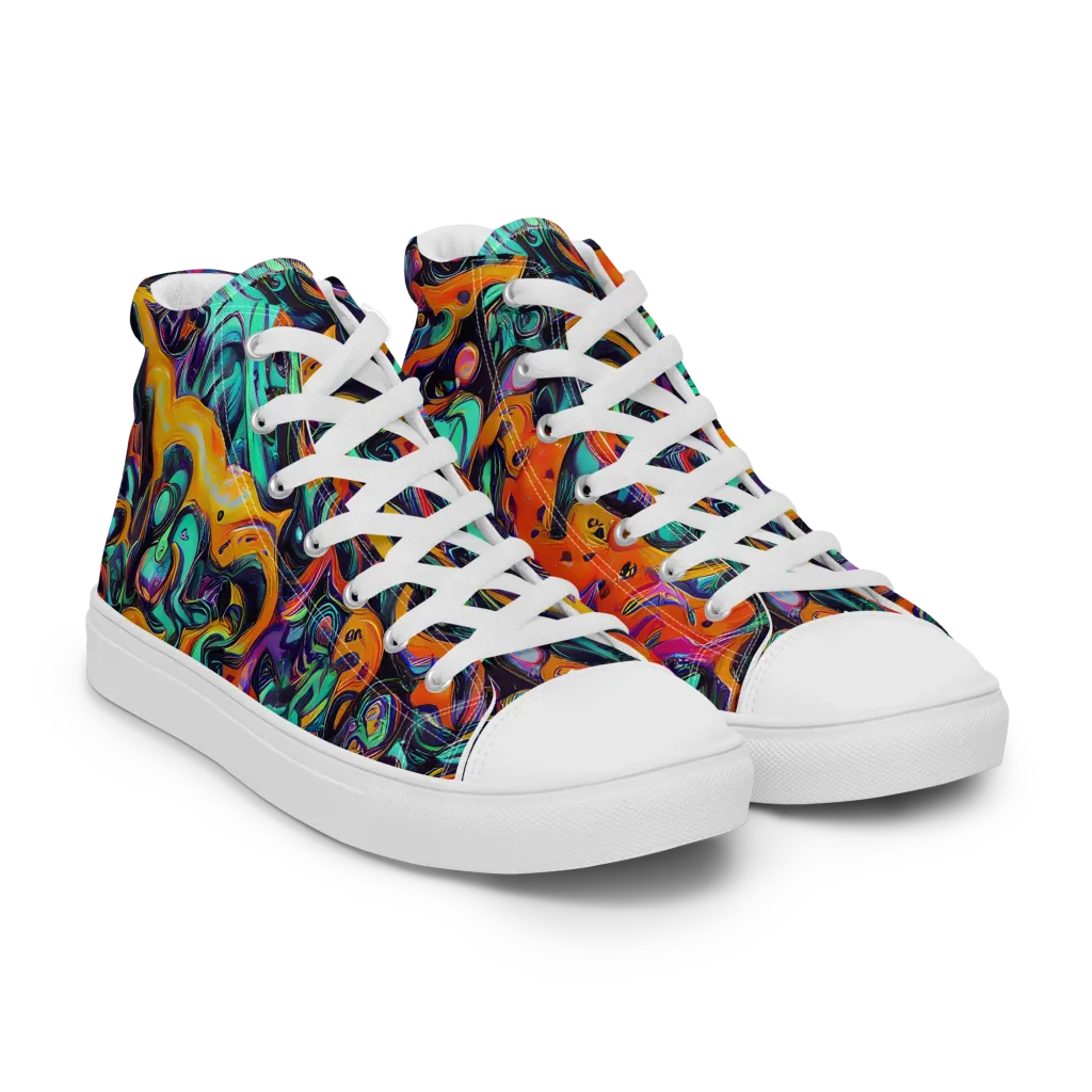 Saturated Dreams on Women's High Top Canvas Shoes — Right Front