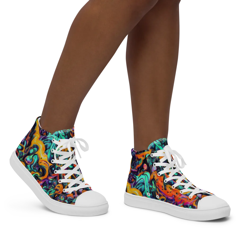 Saturated Dreams on Women's High Top Canvas Shoes — Right