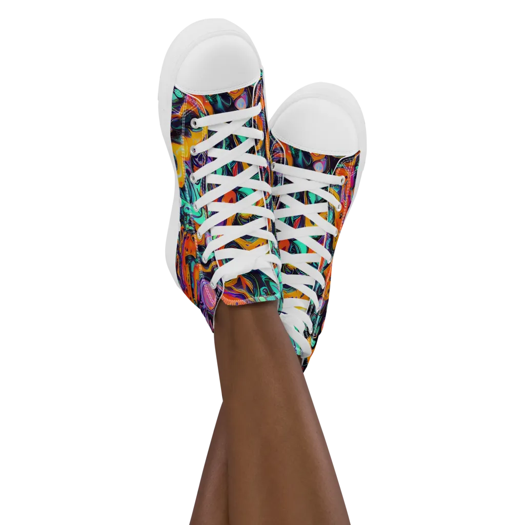 Saturated Dreams on Women's High Top Canvas Shoes — Front
