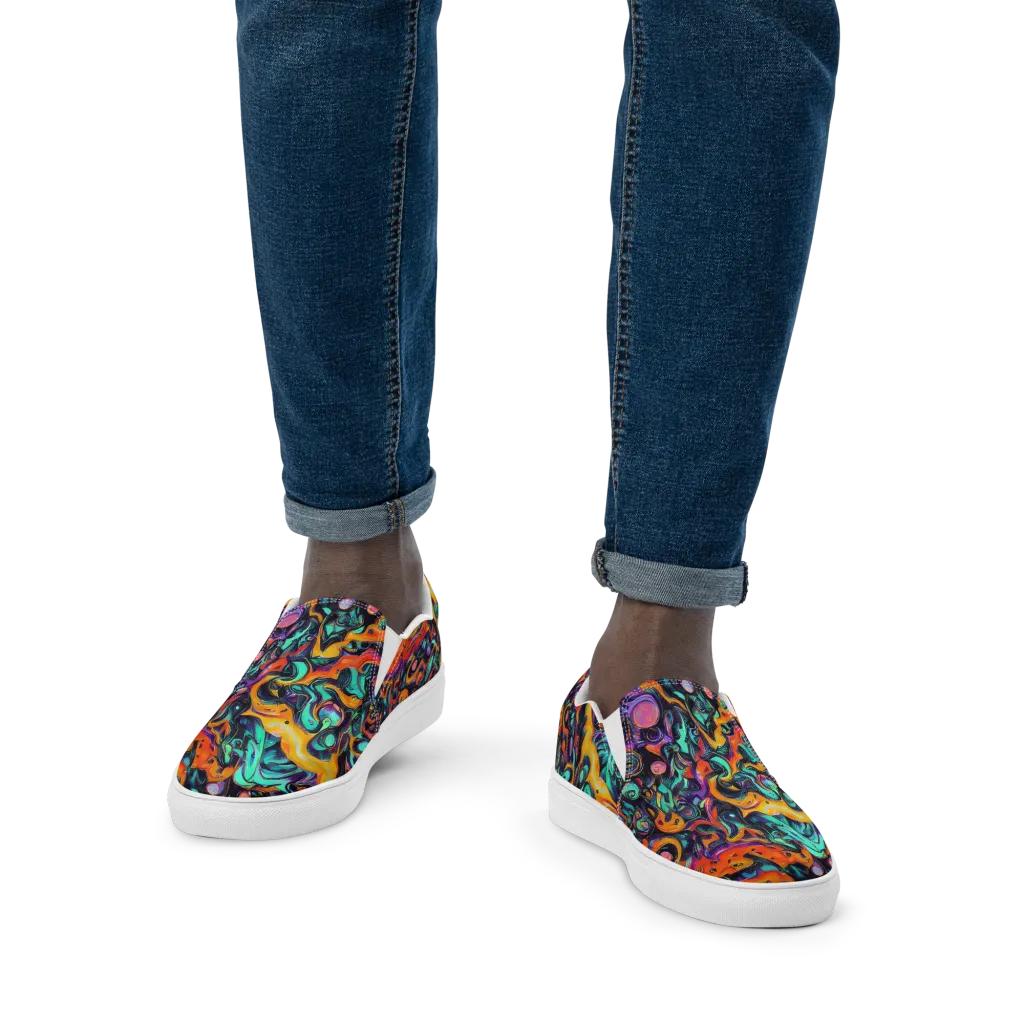 Saturated Dreams on Men's Slip-On Canvas Shoes — Front