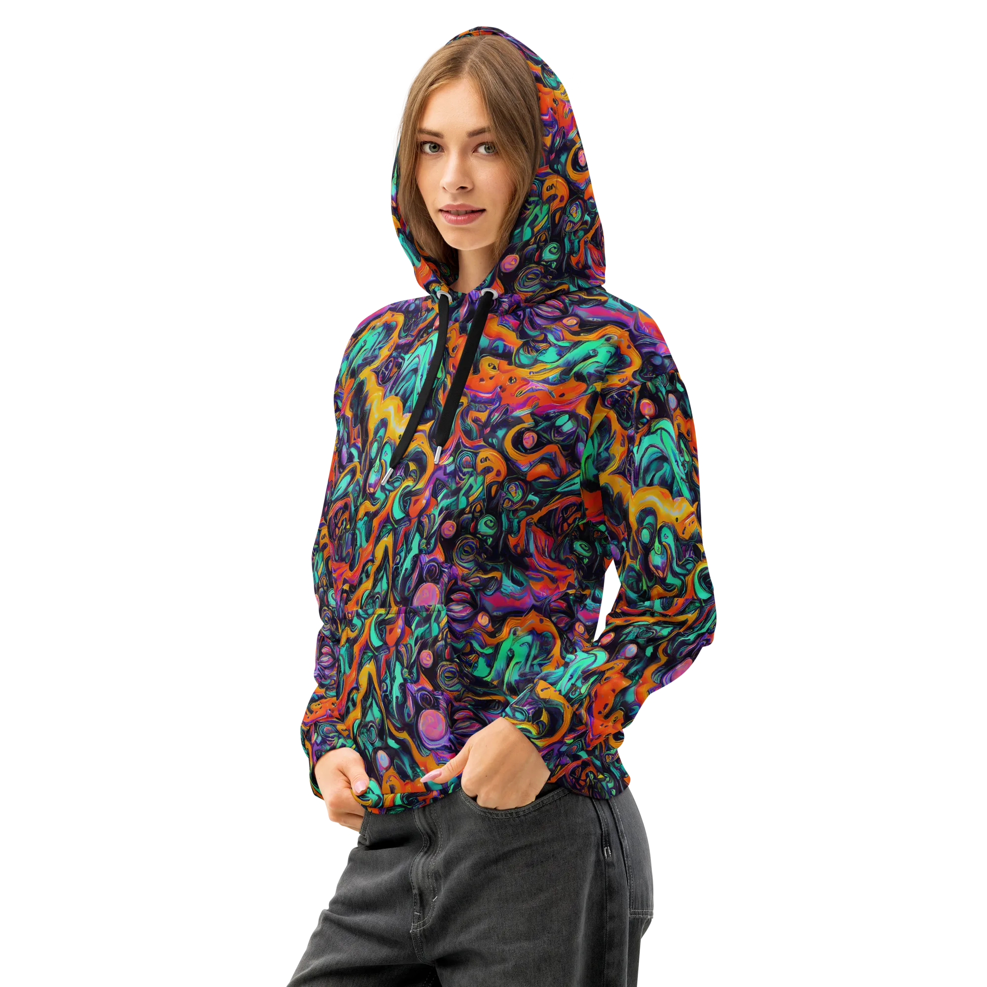 Saturated Dreams on Cotton Hoodie — Left Front
