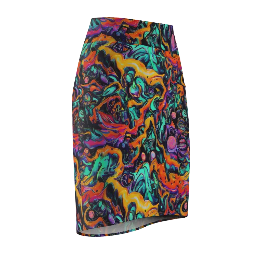Saturated Dreams on Pencil Skirt — Front Side