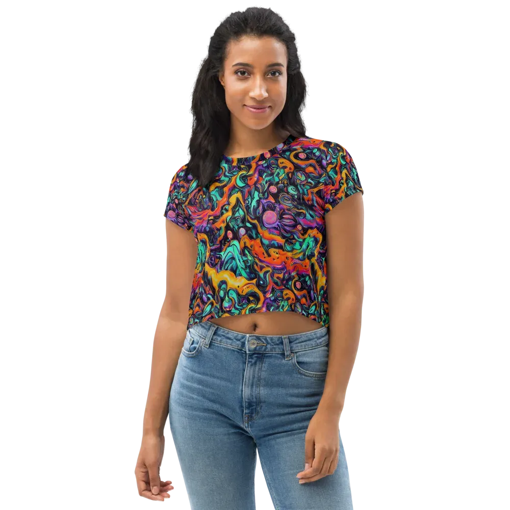 Saturated Dreams on Crop Tee — Front