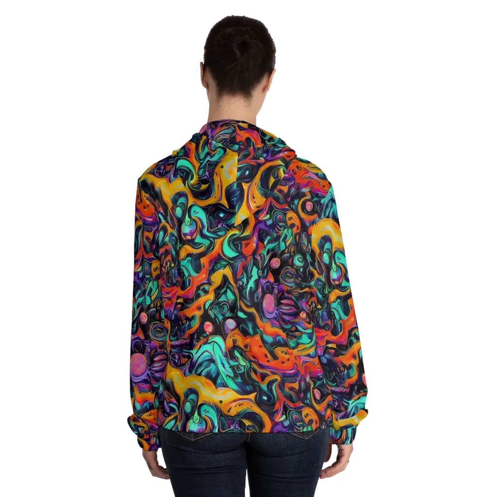 Saturated Dreams on Women's Full-Zip Hoodie — Back On Person