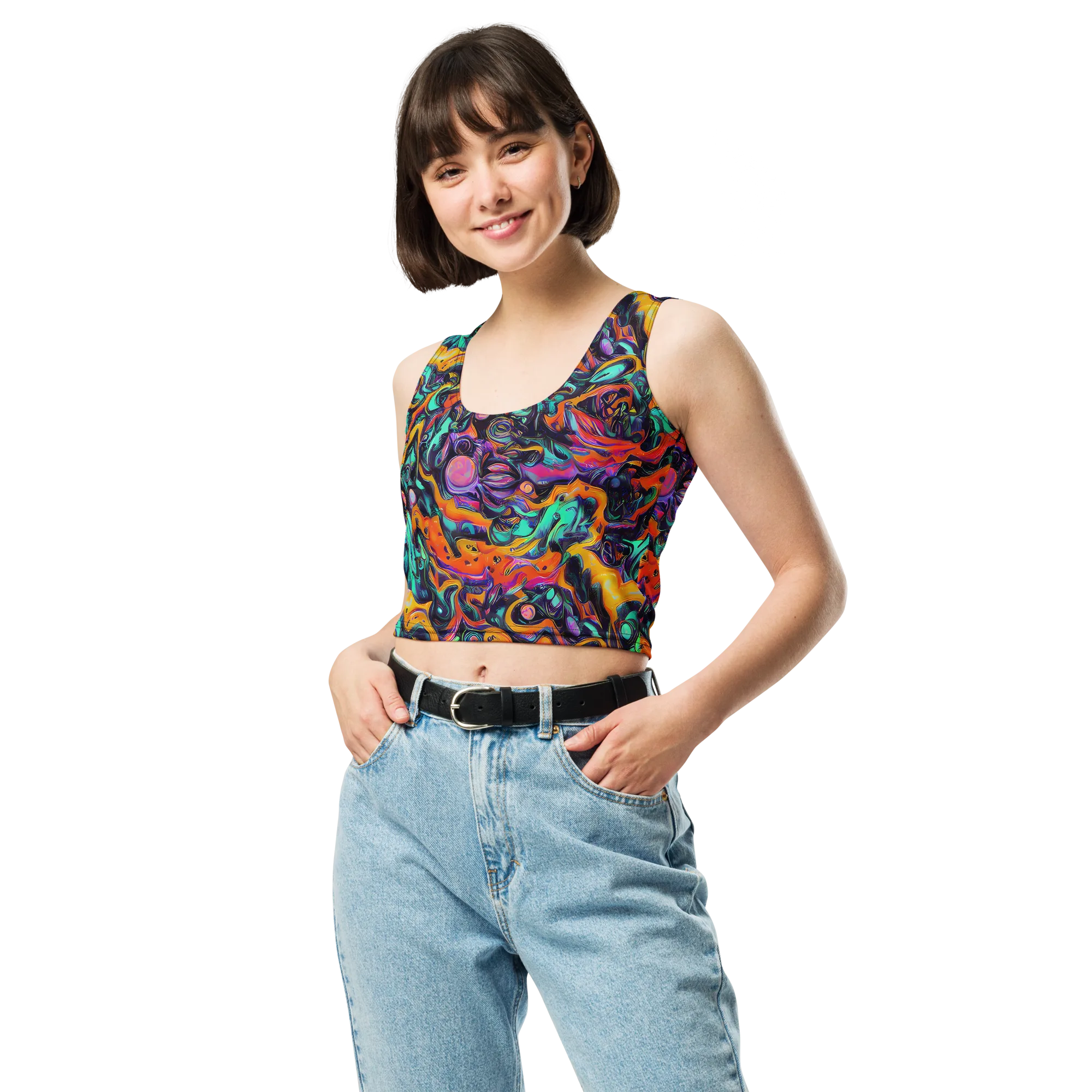 Saturated Dreams on Crop Top — Front