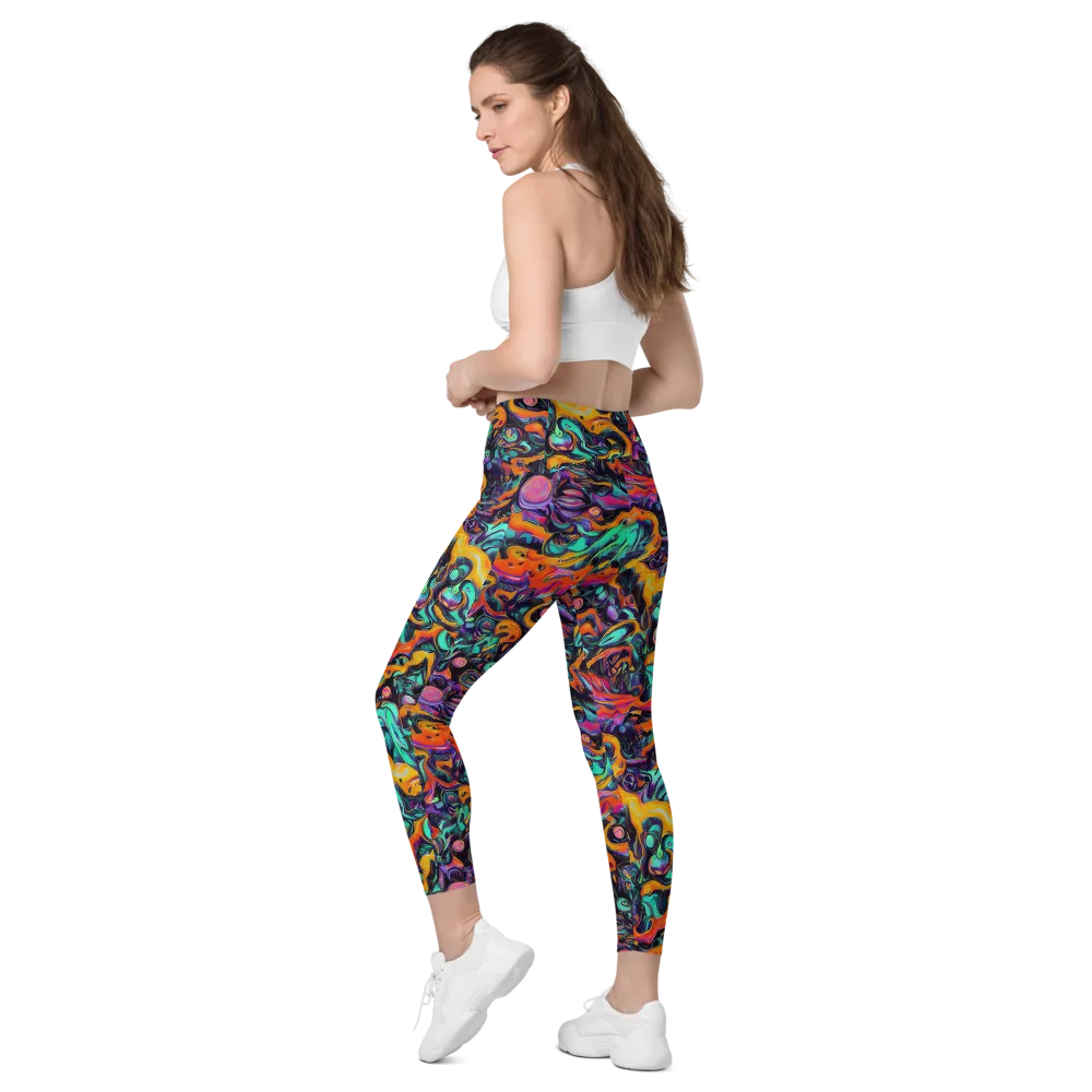 Saturated Dreams on Leggings with Pockets — Left Back