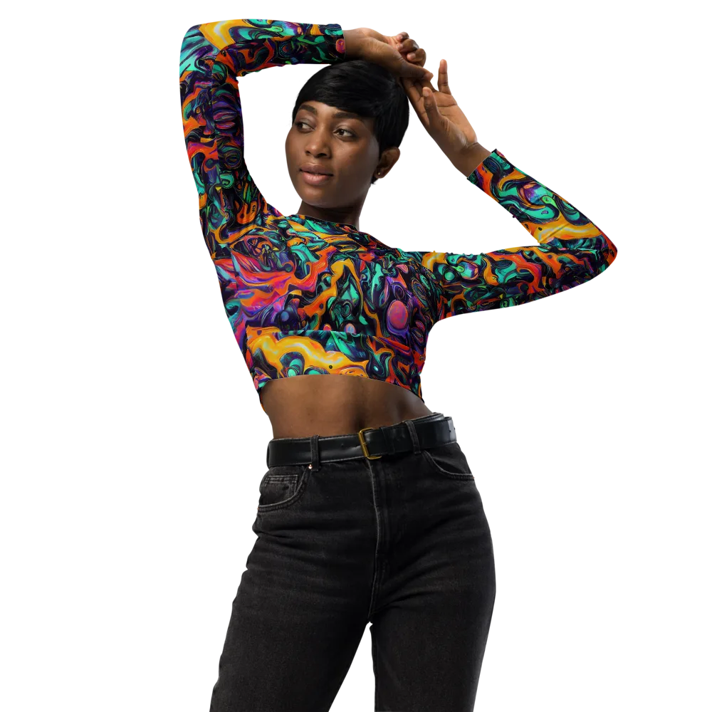 Saturated Dreams on Long Sleeve Crop Top — Front