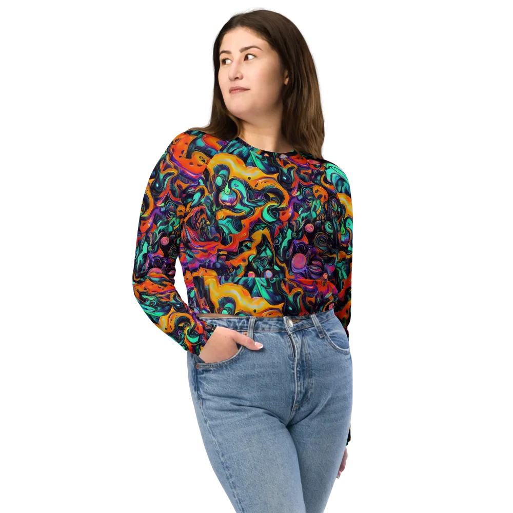 Saturated Dreams on Long Sleeve Crop Top — Front