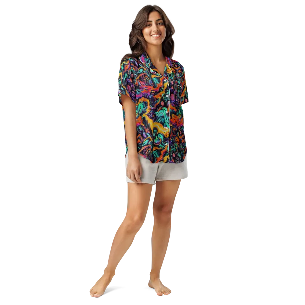 Saturated Dreams on Women's Short Sleeve Pajama Top — Front