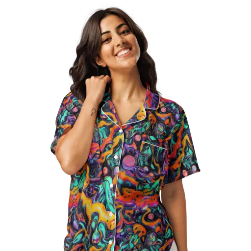 Saturated Dreams on a Women's Short Sleeve Pajama Top