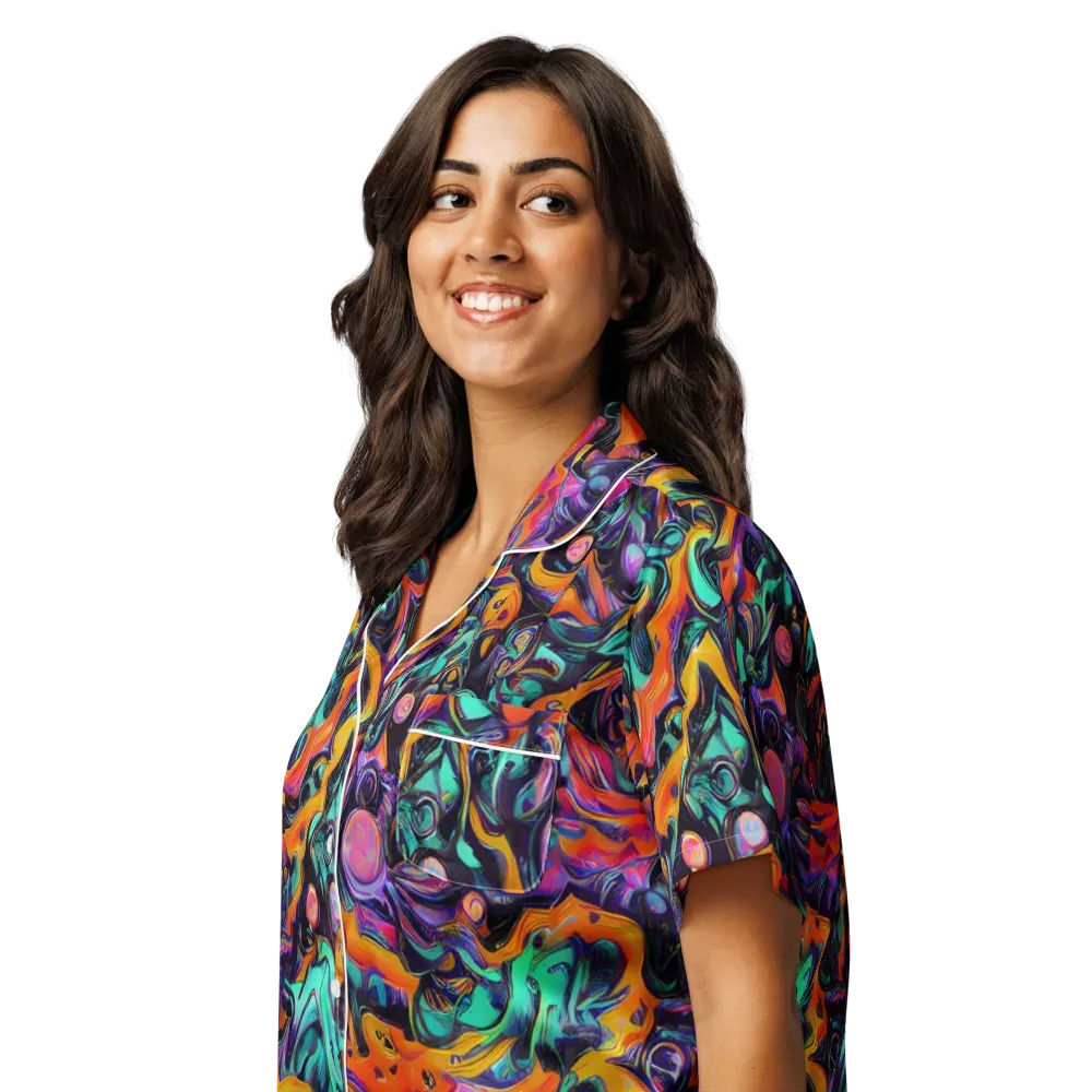 Saturated Dreams on Women's Short Sleeve Pajama Top — Left Front