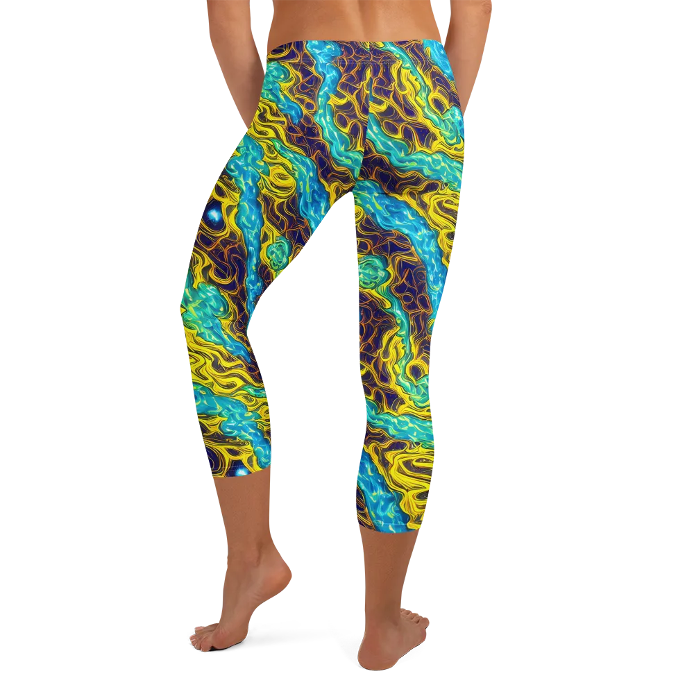 Liquid Gold Rush on Capri Leggings — Back